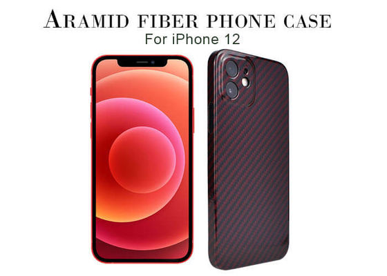 Vỏ điện thoại sợi Aramid có bề mặt bóng nhẹ màu đỏ cho iPhone 12
