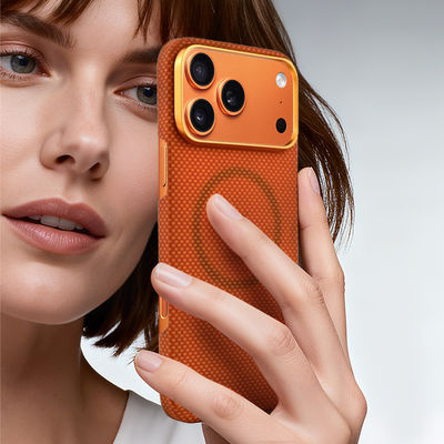 Ốp lưng điện thoại di động sợi carbon aramid cao cấp với khung kim loại cho iPhone 17 Pro Max